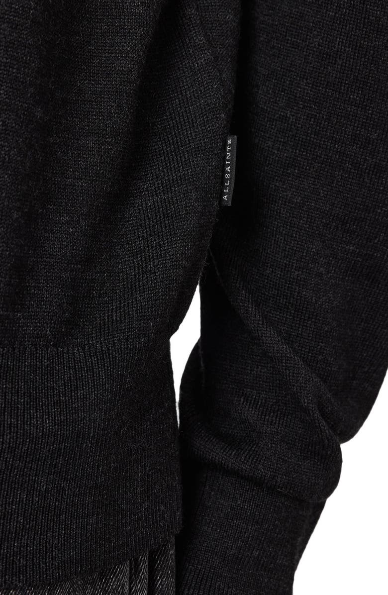 AllSaints Albany Merino Wool Quarter Zip Polo, Alternate, color, Cinder Black