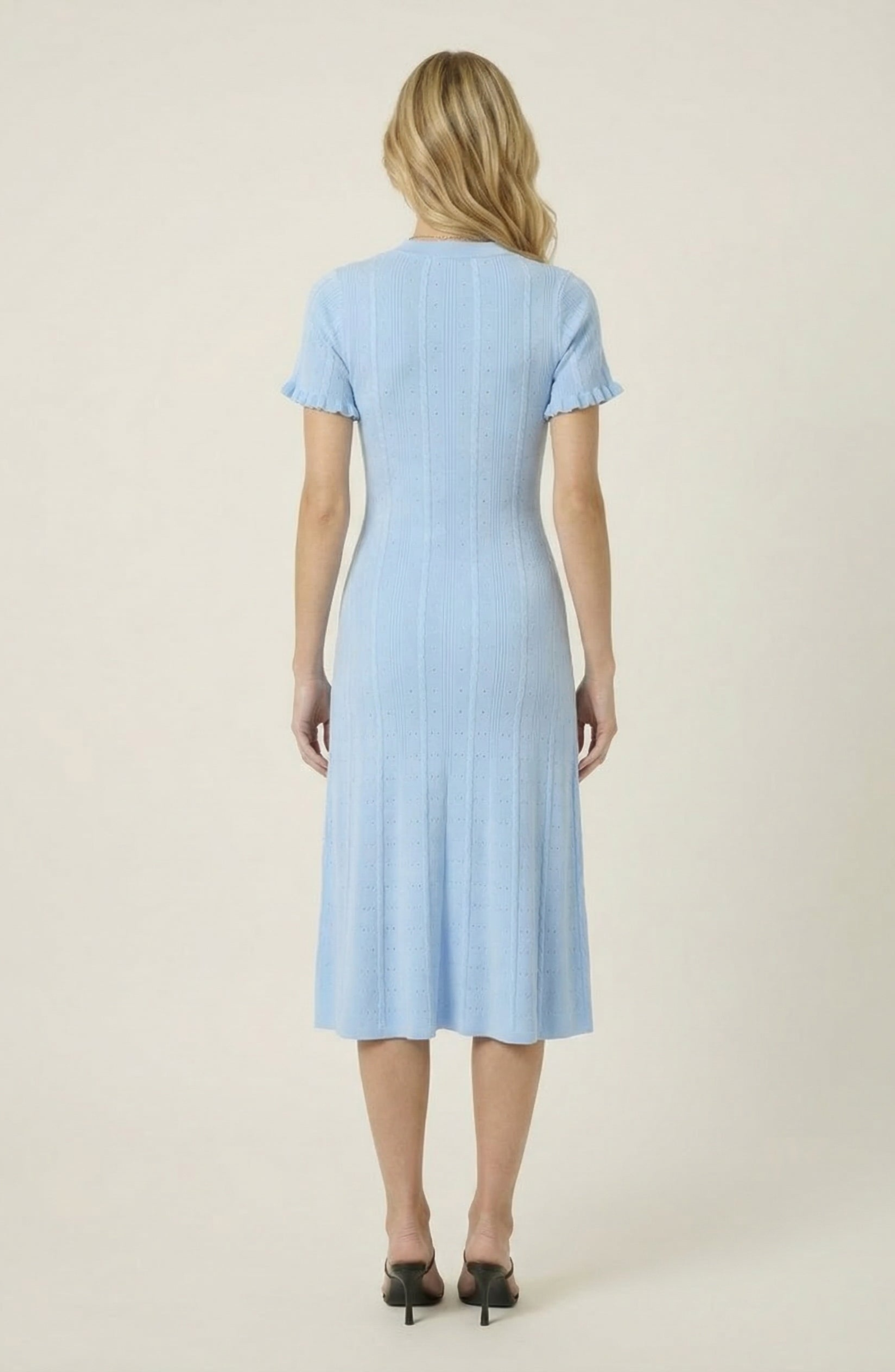 Button Front Knit Short Sleeve Midi Dress - image 4