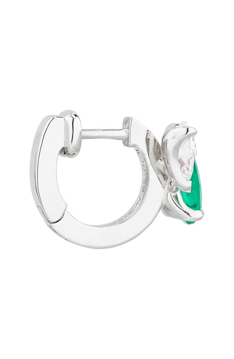 REPOSSI Serti Sur Vide Diamond & Emerald Single Hoop Earring, Alternate, color, White Gold/ Emerald