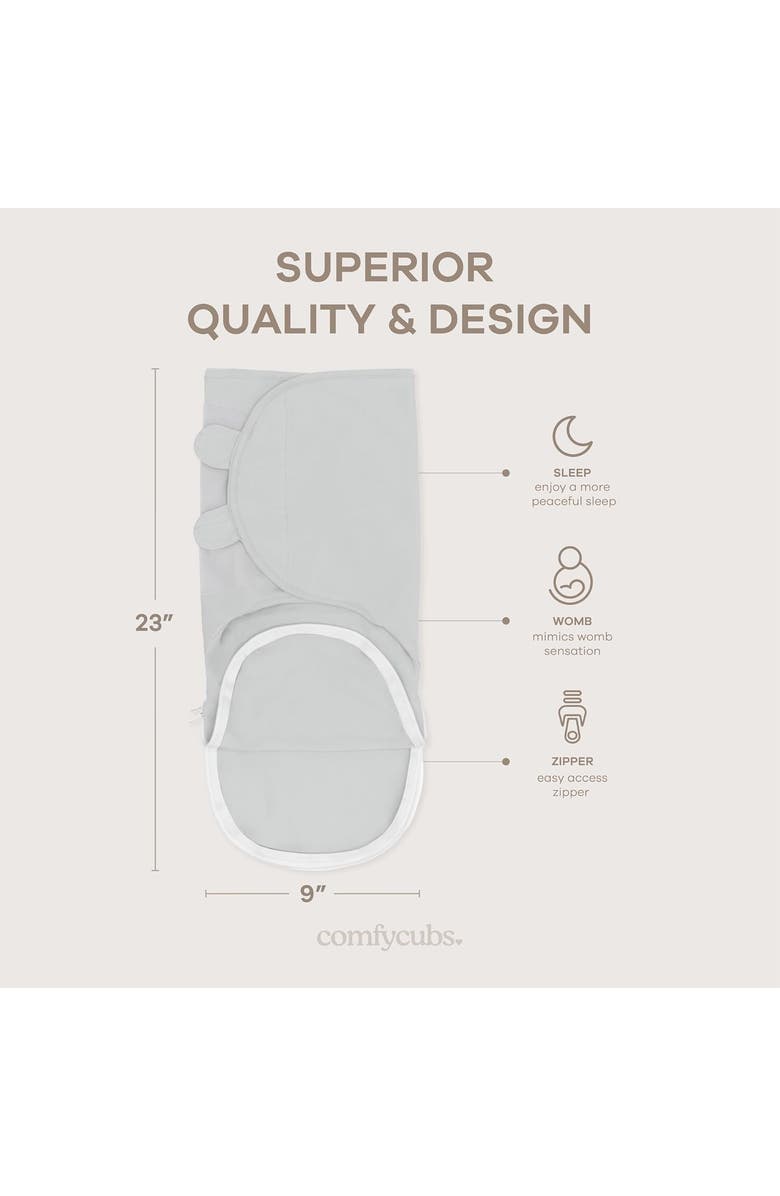 Comfy Cubs Easy Swaddle Blankets with Zipper, Alternate, color, Stone, Sage, Azul