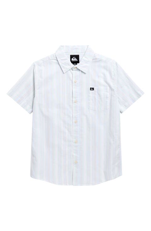Kids' Island Stripe Cotton Button-Up Shirt (Big Kid)