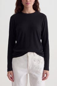 Menina Step Fitted Ribbed Long Sleeve Crewneck T-Shirt
