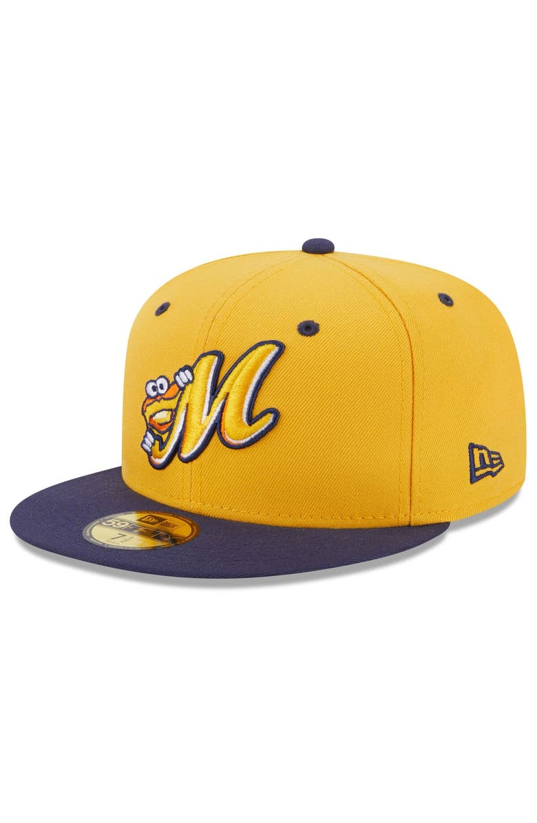 New Era Men's New Era Gold Montgomery Biscuits Authentic Collection Alternate Logo 59FIFTY Fitted Hat, Main, color, 
