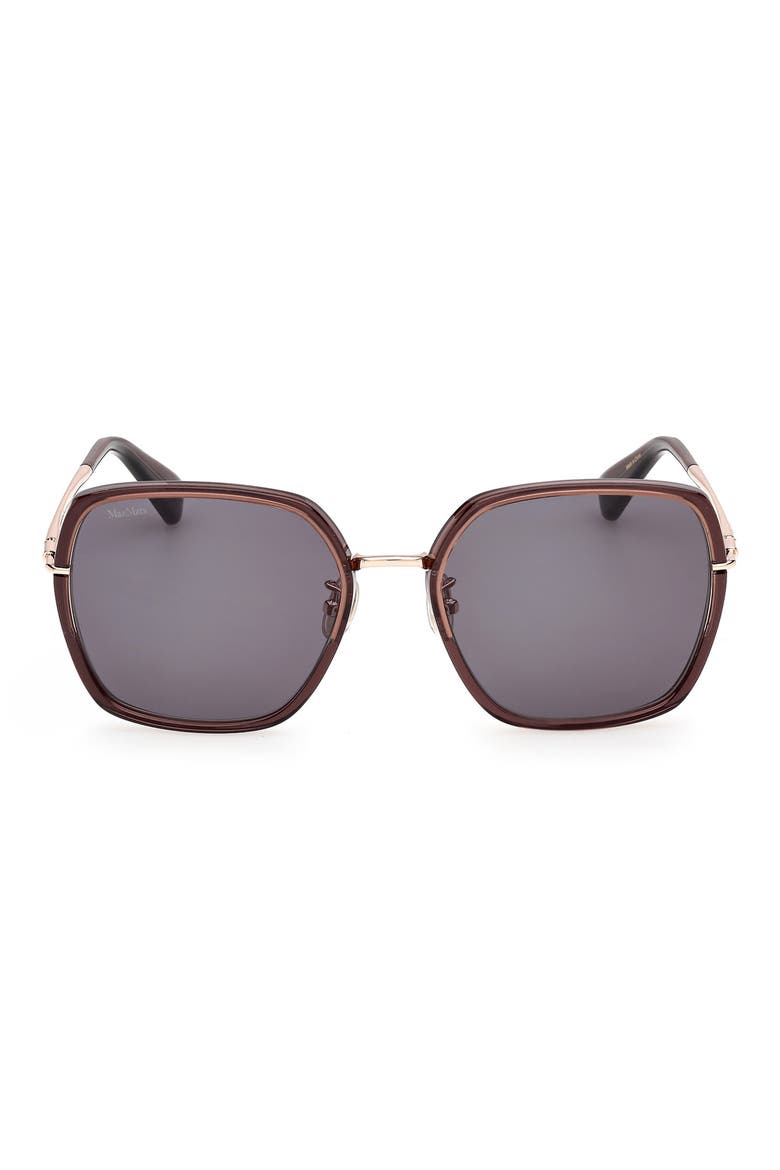 57mm Square Sunglasses, Main, color, SHINY BORDEAUX / SMOKE