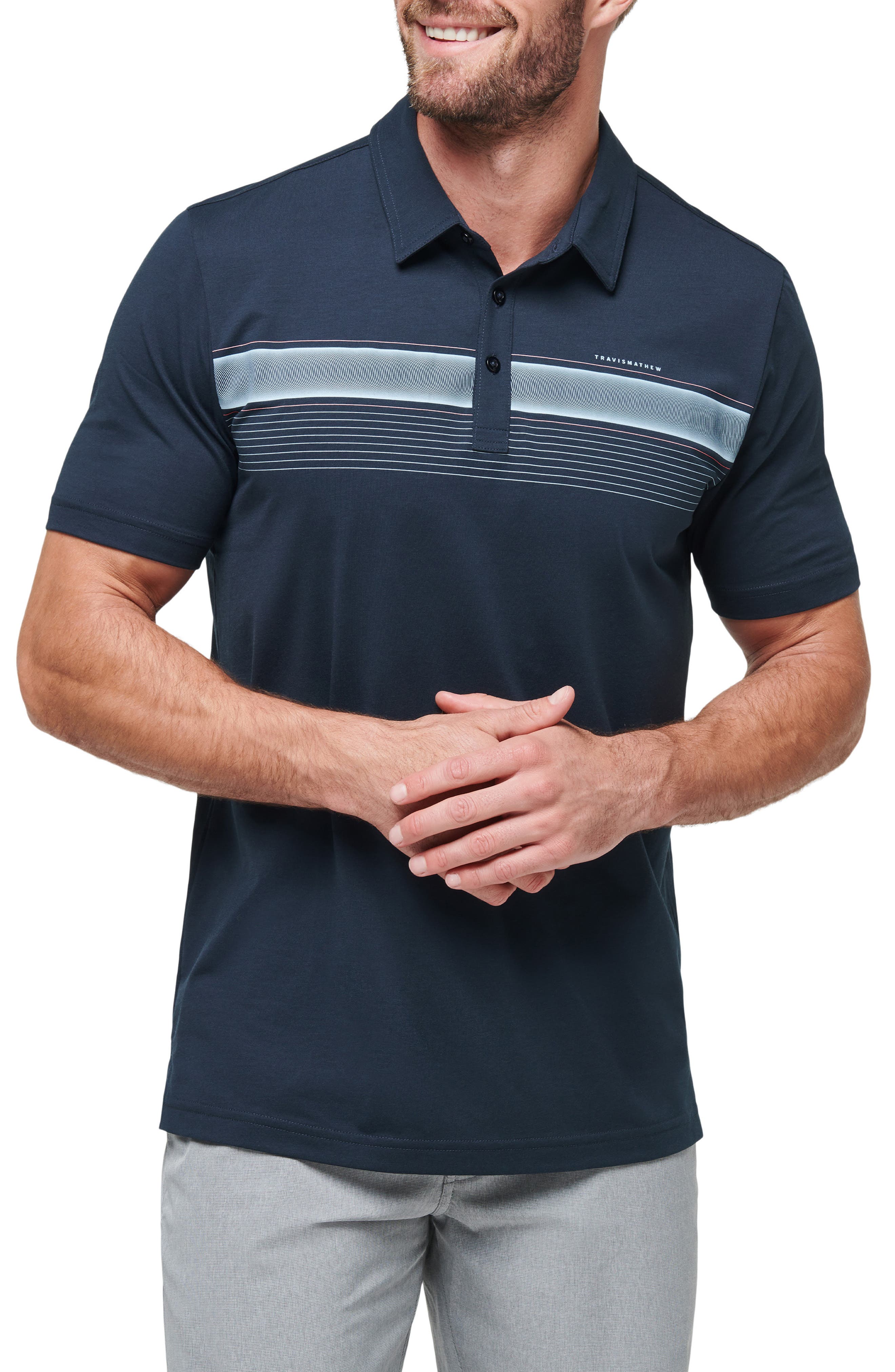 TravisMathew State of the Art Stripe Piqué Golf Polo