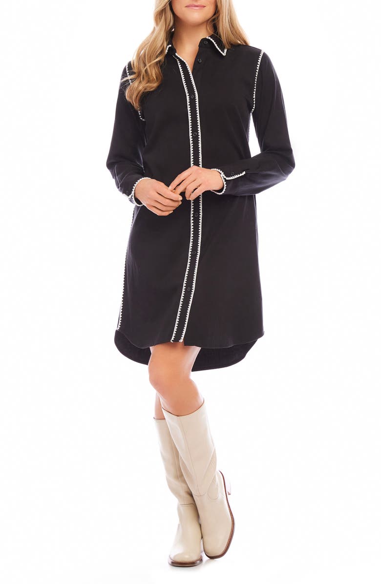 Karen Kane Edge Stitch Long Sleeve Shirtdress, Main, color,