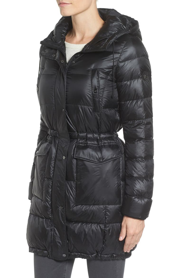 Packable Down & PrimaLoft® Fill Hooded Coat, Alternate, color, BLACK
