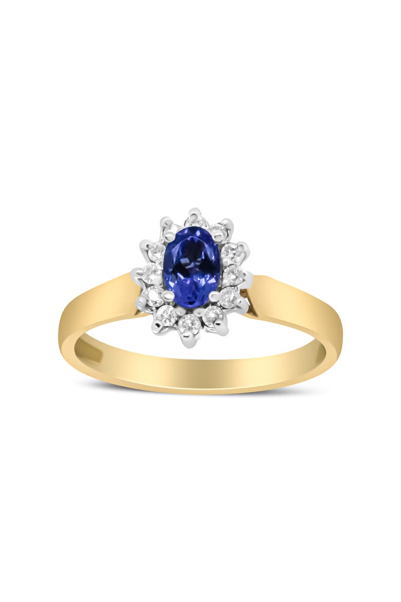 14K Gold 1/5 Cttw Diamond & Blue Tanzanite Halo Ring, Alternate, color, Yellow