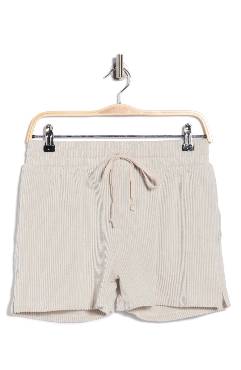 Bobeau Rib Drawstring Shorts, Main, color, Egret