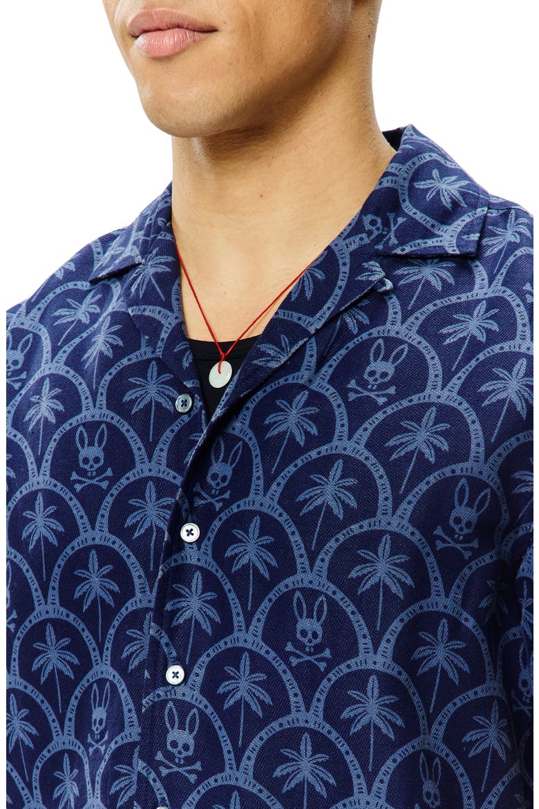 Brad Linen Blend Camp Shirt, Alternate, color, EVENING BLUE