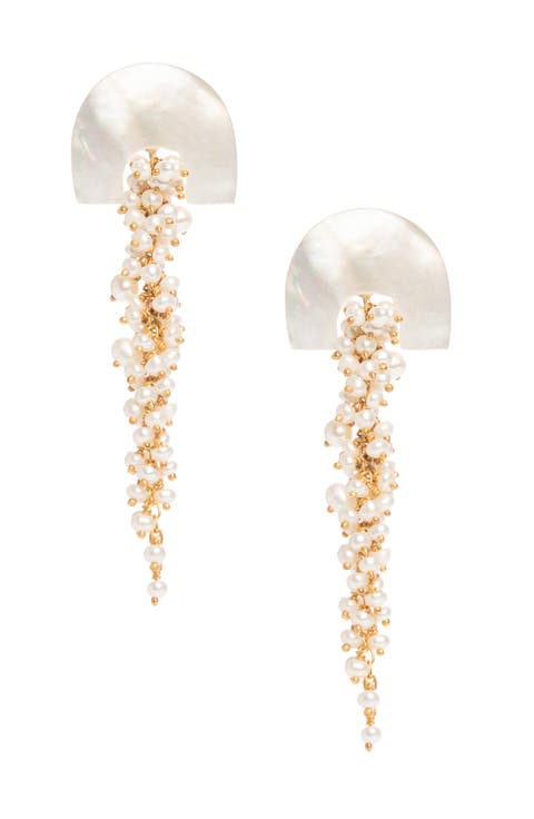 Hakuro Mother of Pearl and Pearl Long Drops