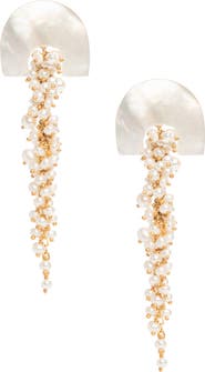 Freya Rose Hakuro Mother of Pearl and Pearl Long Drops