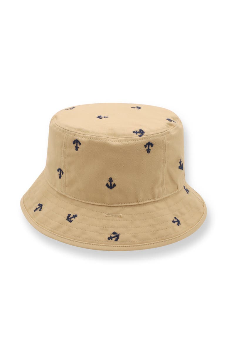 Hope & Henry Boys' Bucket Hat, Kids, Main, color, Khaki With Navy Anchors