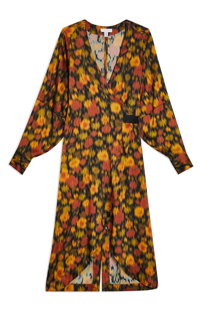 Topshop Boutique Long Sleeve Floral Wrap Dress, Alternate, color, 