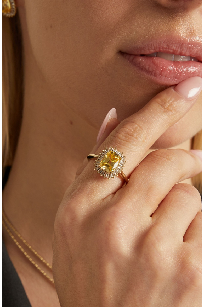 Lab Grown Yellow Canary Alexandra Ring, Alternate, color, Yellow Gold Vermeil