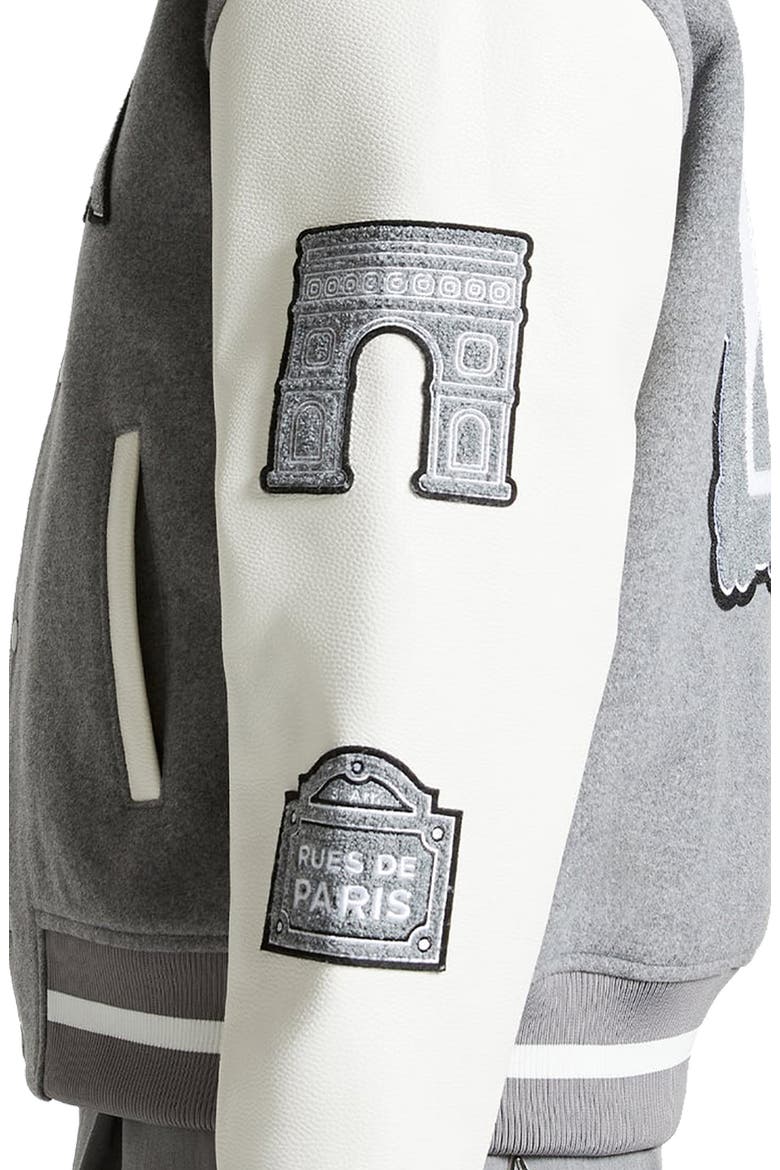 Oscar Mona Lisa Wool Blend Varsity Jacket, Alternate, color, Grey