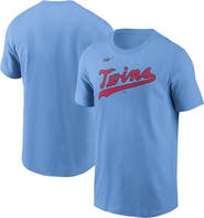 Nike Men's Nike Light Blue Minnesota Twins Cooperstown Collection Wordmark T-Shirt