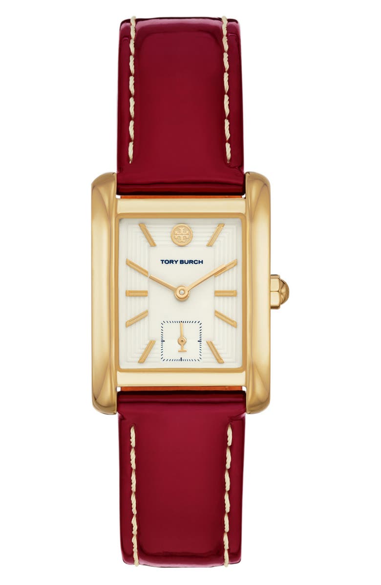 Tory Burch The Eleanor Leather Band Watch, 24.7mm x 33.5mm, Main, color, 