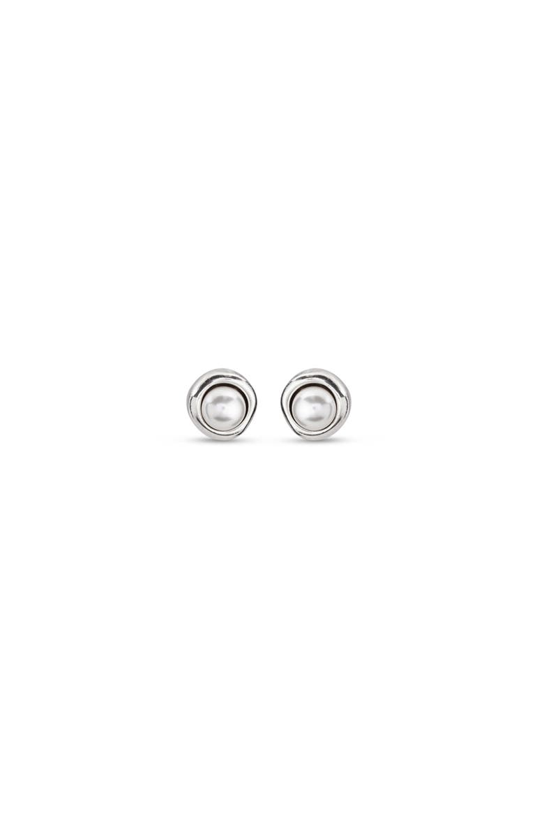 Sterling Silver-Plated Earrings with Pearl, Main, color, Silver