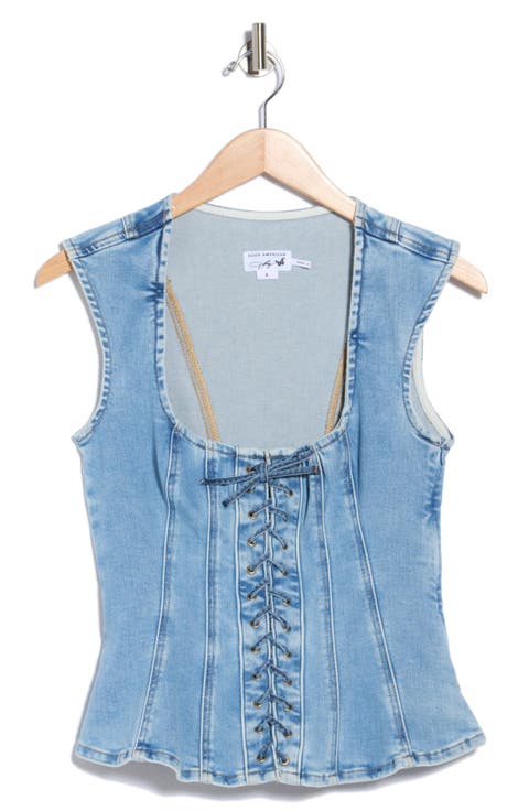 Dolly Lace Up Denim Peplum Top