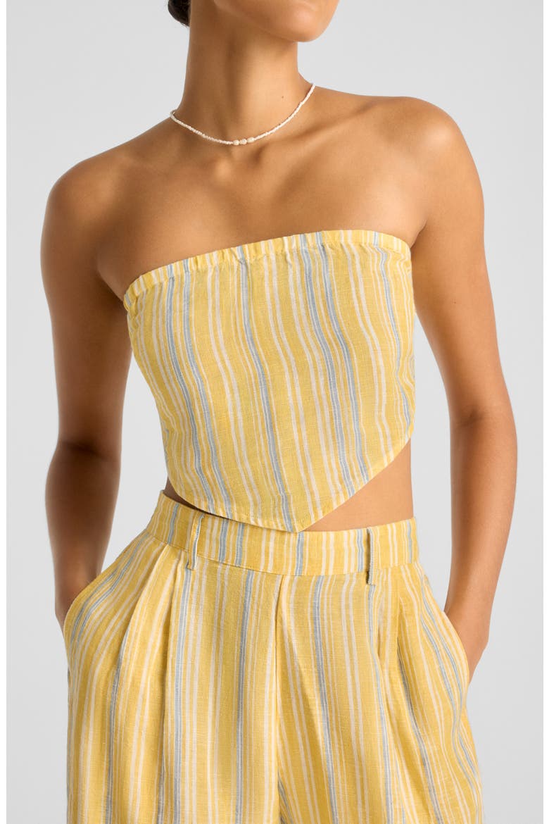Joni Stripe Strapless Crop Top, Main, color, SUNNY SKIES