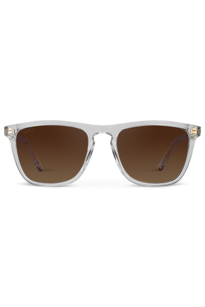 Wesley - 53mm Modern Rectangular Polarized Sunglasses, Alternate, color, Clear