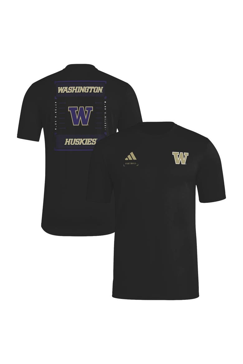 Men's adidas Black Washington Huskies Locker Football Icon AEROREADY Pre-Game T-Shirt, Main, color, Black