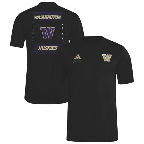 Men's adidas Black Washington Huskies Locker Football Icon AEROREADY Pre-Game T-Shirt