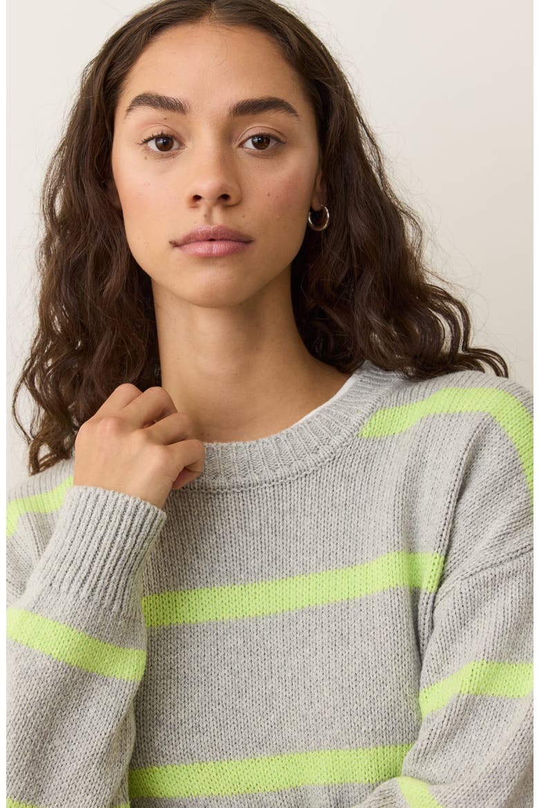Berkeley Crewneck Sweater, Alternate, color, LIME STRIPE