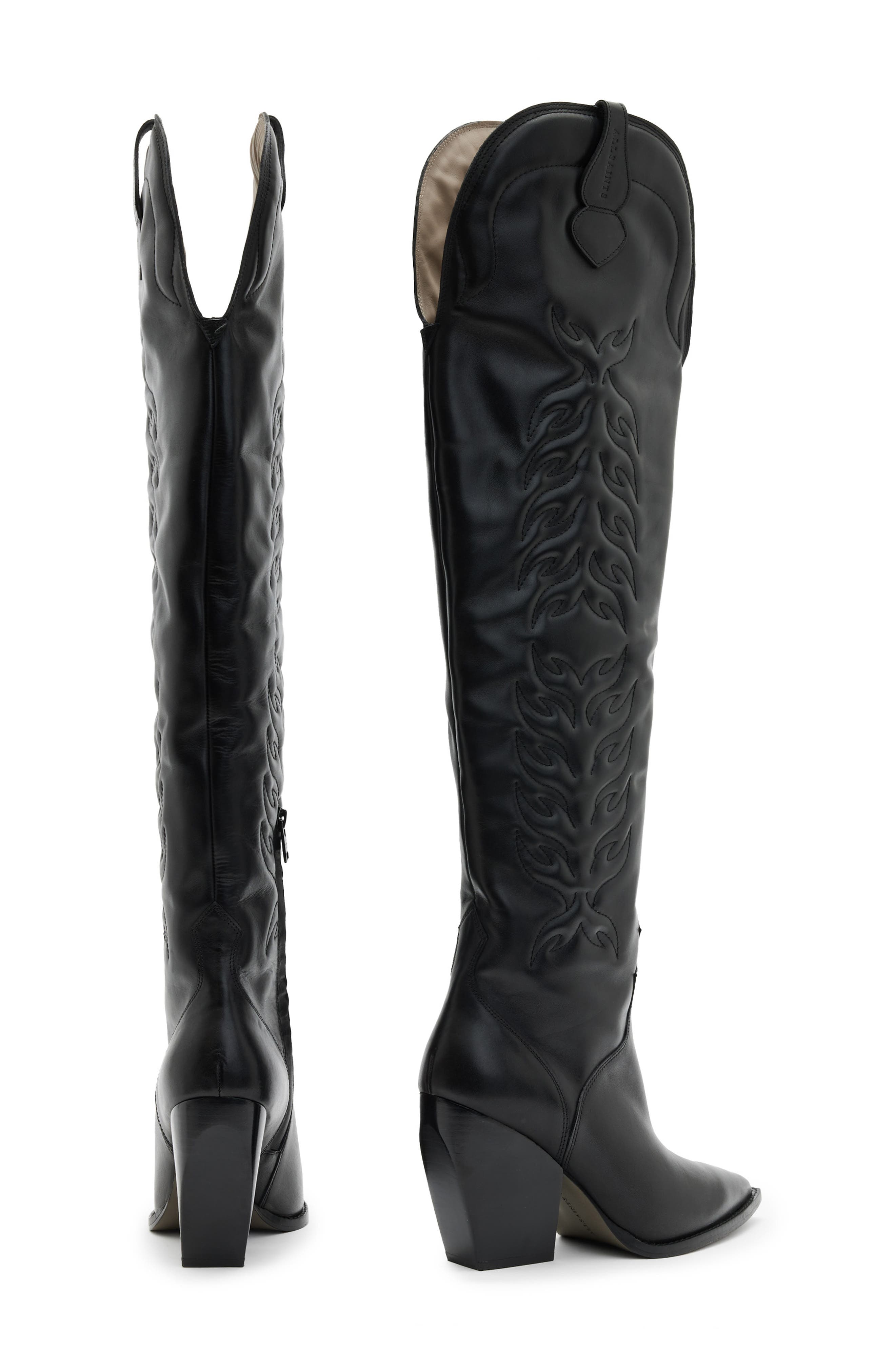 AllSaints Roxanne Over the Knee Western Boot, Alternate, color, 