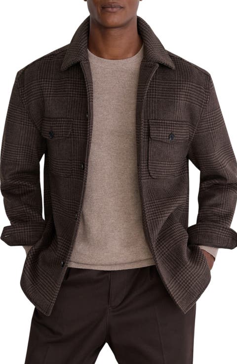 Liam Checked Wool Blend Shirt Jacket