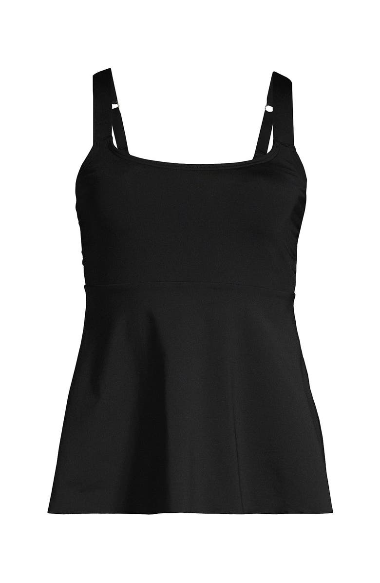 Lands' End D-Cup Flutter Scoop Neck Tankini Top Comfort Adjustable Straps, Alternate, color, Black