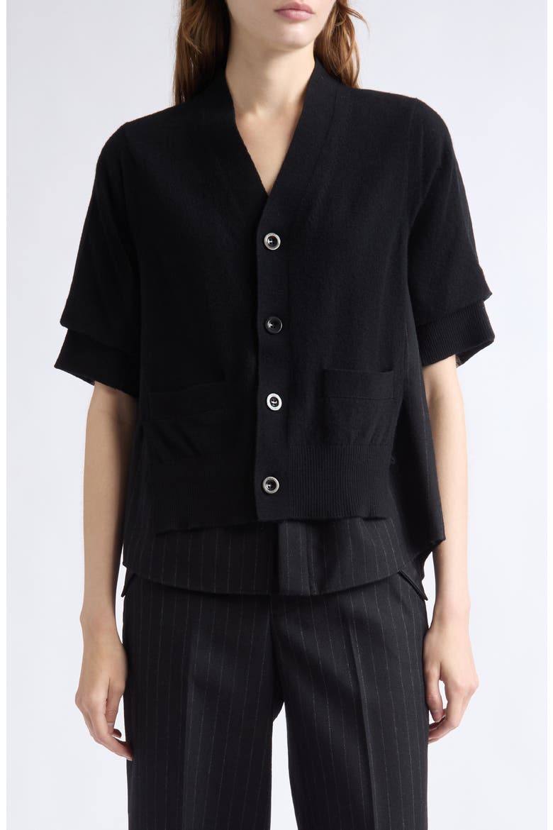 Hybrid Wool Cardigan Top (Nordstrom Exclusive), Main, color, BLACK