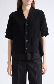 Sacai Hybrid Wool Cardigan Top (Nordstrom Exclusive)