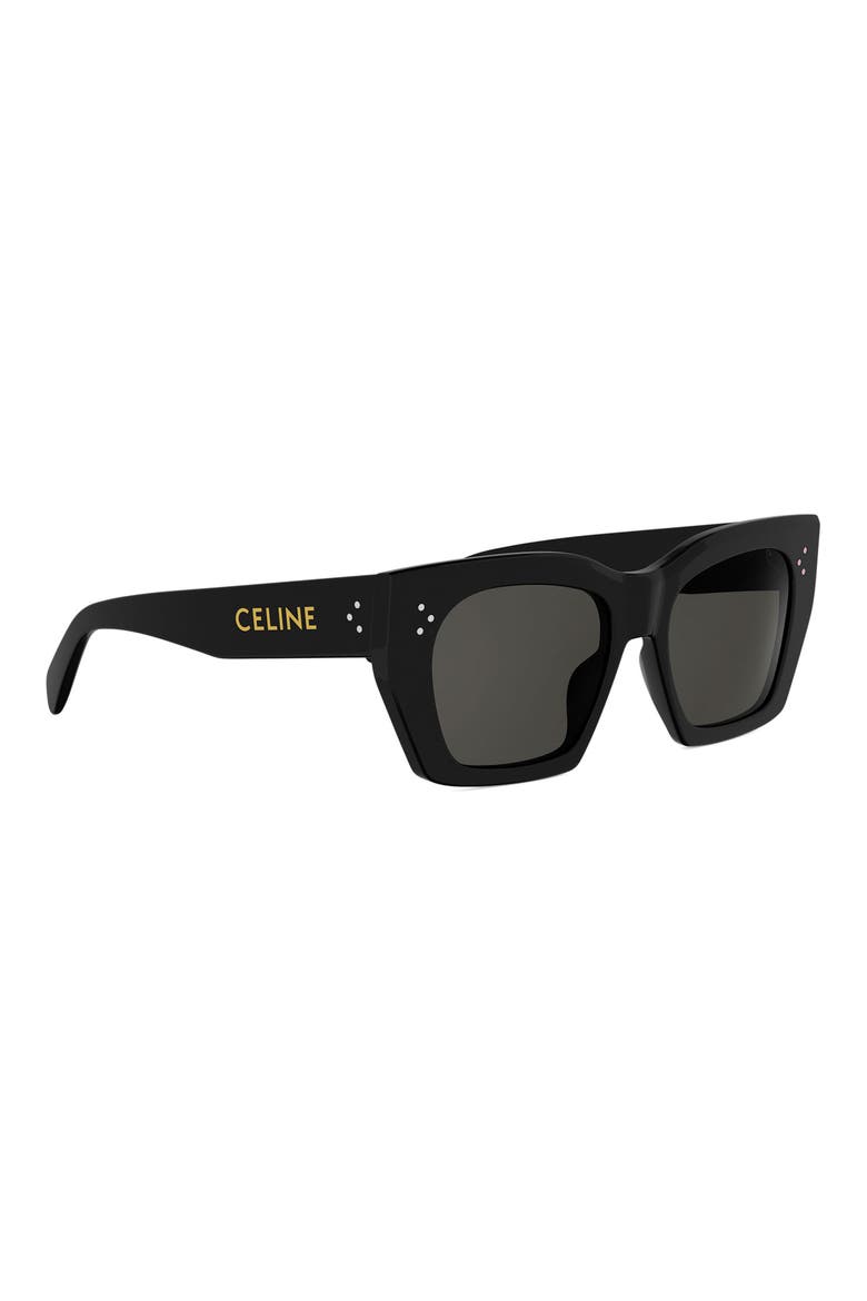 53mm Square Sunglasses, Alternate, color, SHINY BLACK / SMOKE