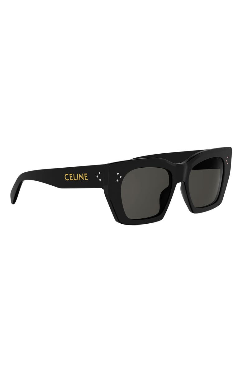 CELINE 53mm Square Sunglasses, Alternate, color, Shiny Black / Smoke