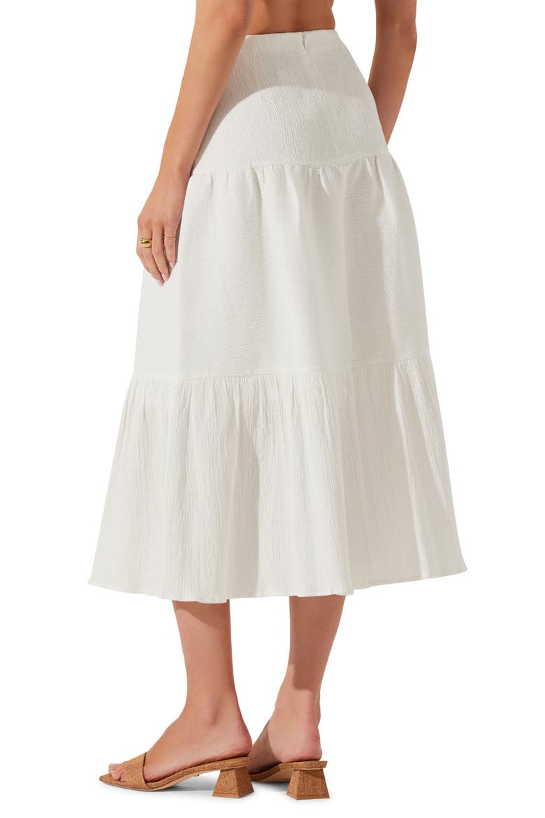 Tiered Linen & Cotton Midi Skirt, Alternate, color, WHITE