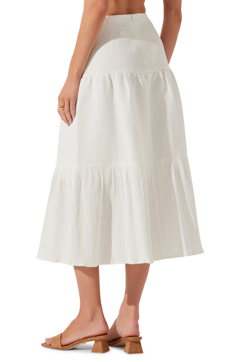 ASTR the Label Tiered Linen & Cotton Midi Skirt, Alternate, color, White