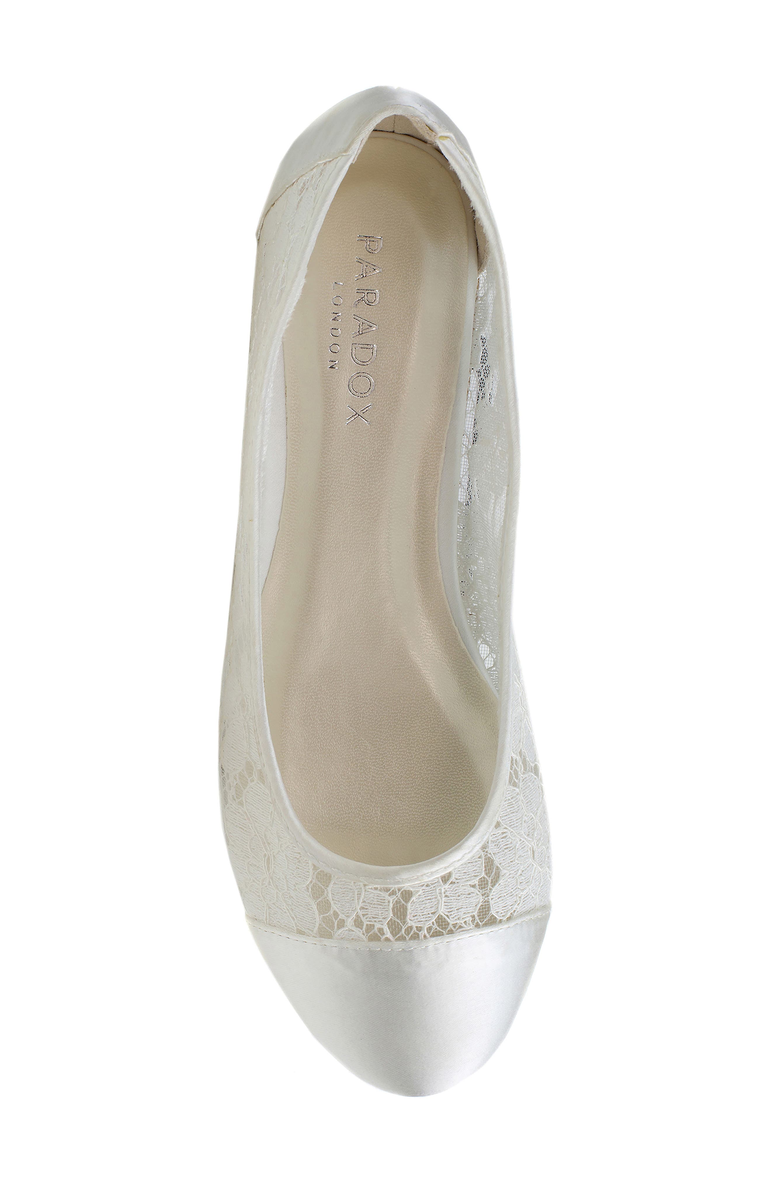 Paradox London Pink Sweetie Satin Lace Flat, Alternate, color, Ivory