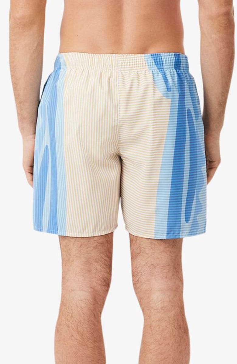 Lacoste Print Swim Trunks, Alternate, color, White/ Millet