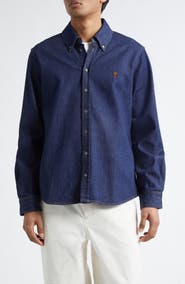 AMI PARIS Ami de Coeur Denim Button-Down Shirt