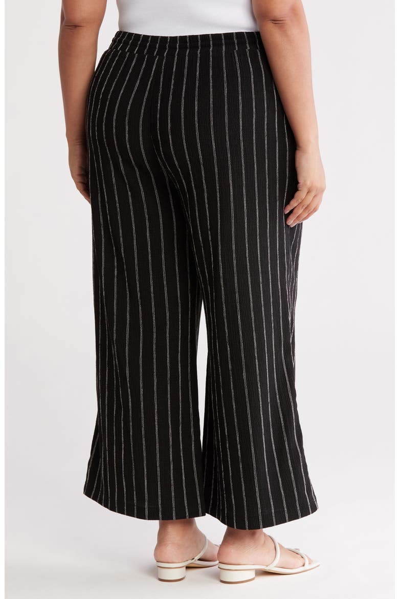 Crinkle Wide Leg Pants, Alternate, color, BLACK- IVORY RITA STRIPE