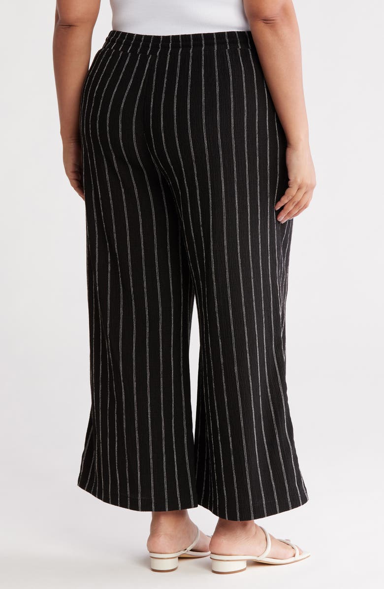 Caslon<sup>®</sup> Crinkle Wide Leg Pants, Alternate, color, Black- Ivory Rita Stripe