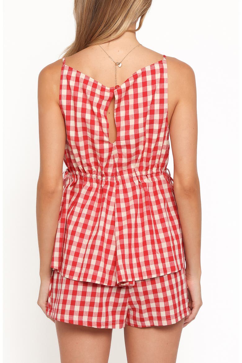 Rory Gingham Cotton Peplum Tank, Alternate, color, RED GINGHAM