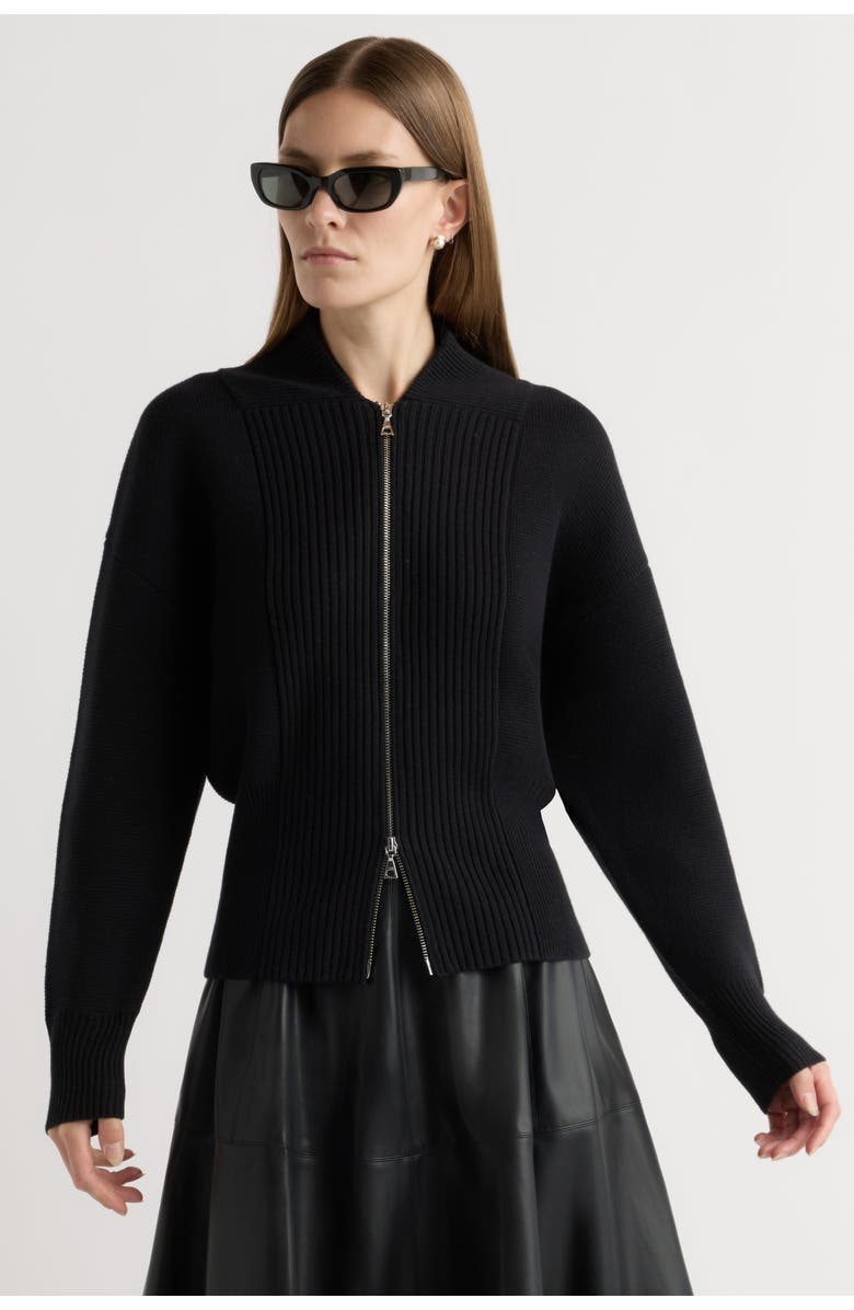 Modern Citizen Manning Organic Cotton-Wool Zip Cardigan, Main, color,