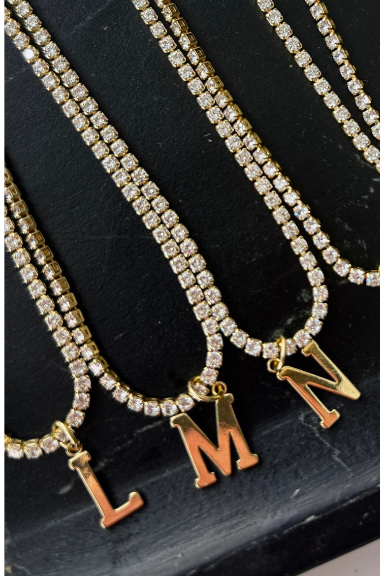 Initial Charm Tennis Necklace, Alternate, color, GOLD-N