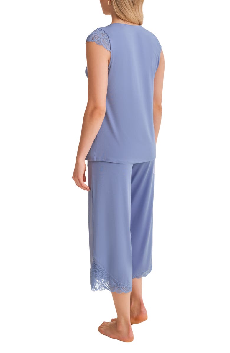 Fleur't Belle Époque Lace Trim Knit Capri Pajamas, Alternate, color, Denim