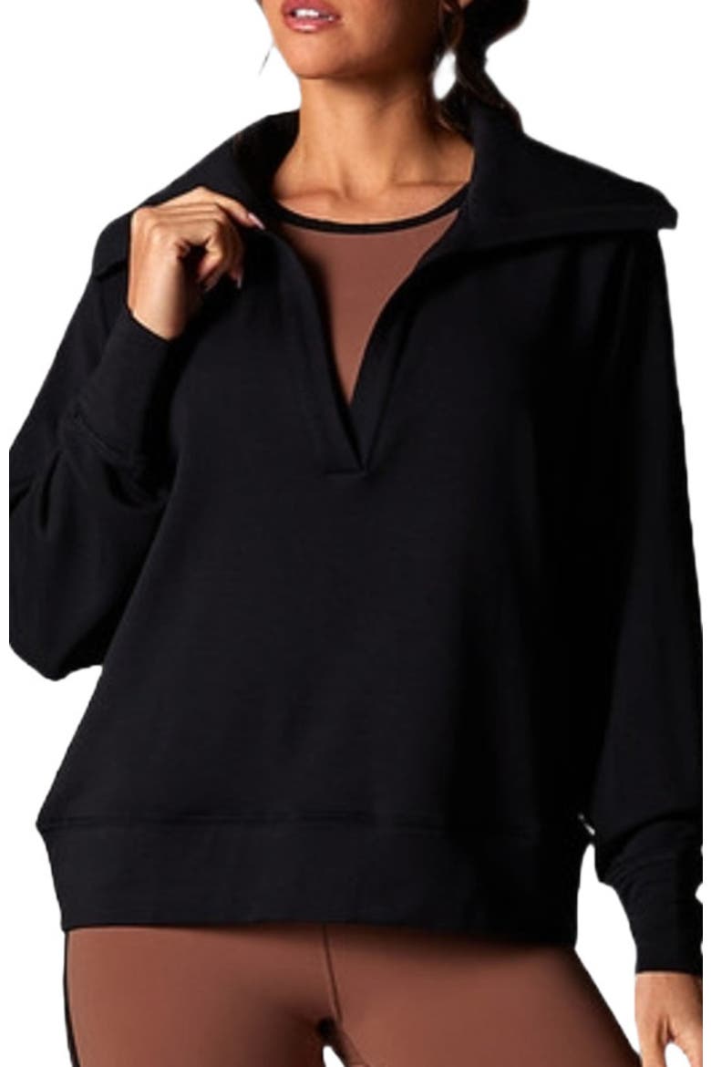 Cozy Collared Sweatshirt, Main, color, EBONY