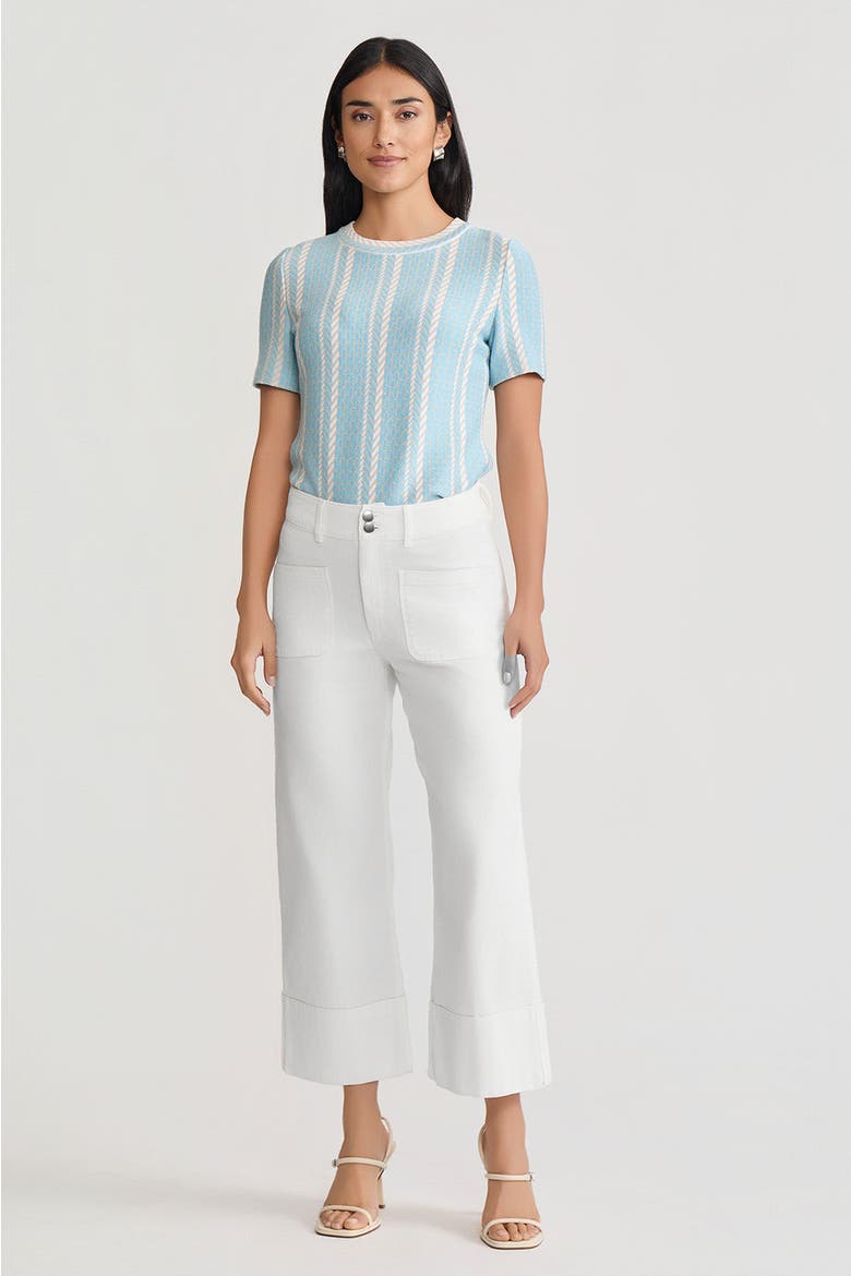 Roadmap Pattern Soft Knit Top, Alternate, color, Serene/Limestone/White
