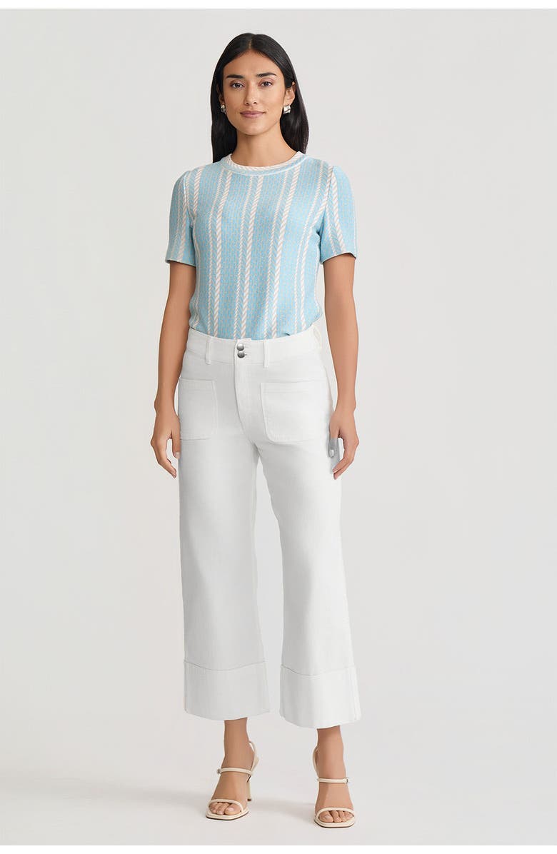 Ming Wang Roadmap Pattern Soft Knit Top, Main, color, Serene/Limestone/White